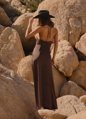 Samaria Halter Maxi Dress - Chocolate